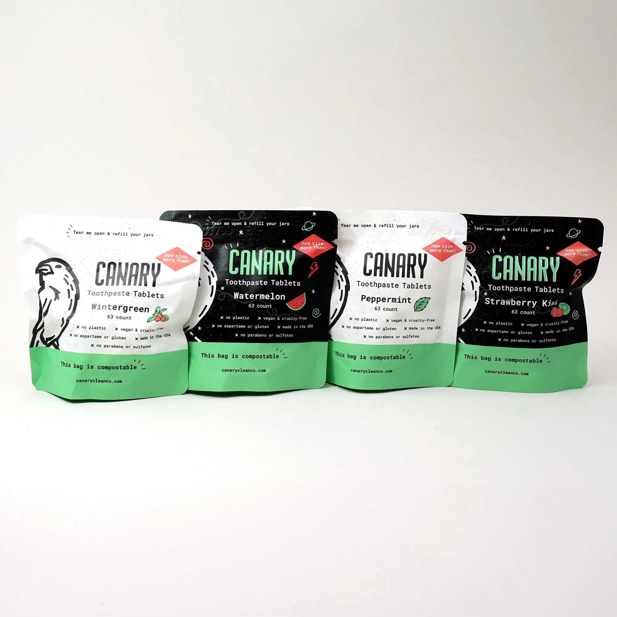 4 Pack Sampler of Canary Toothpaste Tablets by Canary