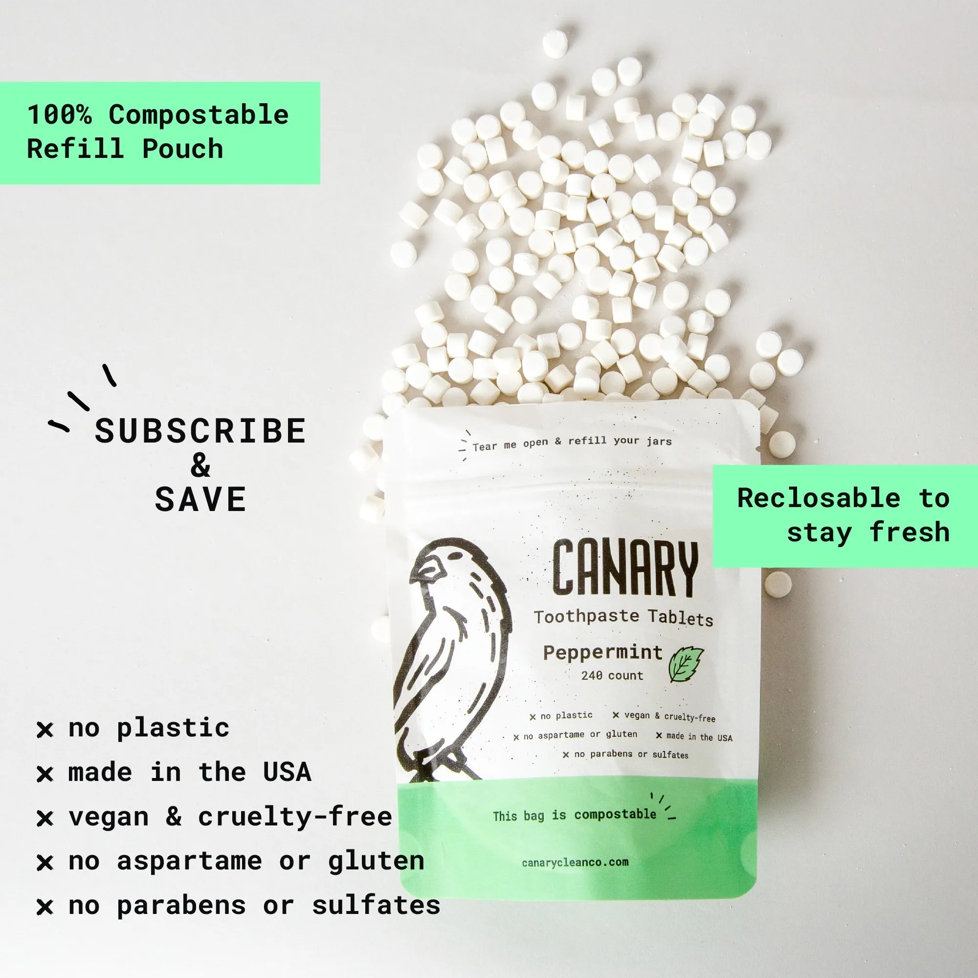4 Pack Sampler of Canary Toothpaste Tablets by Canary