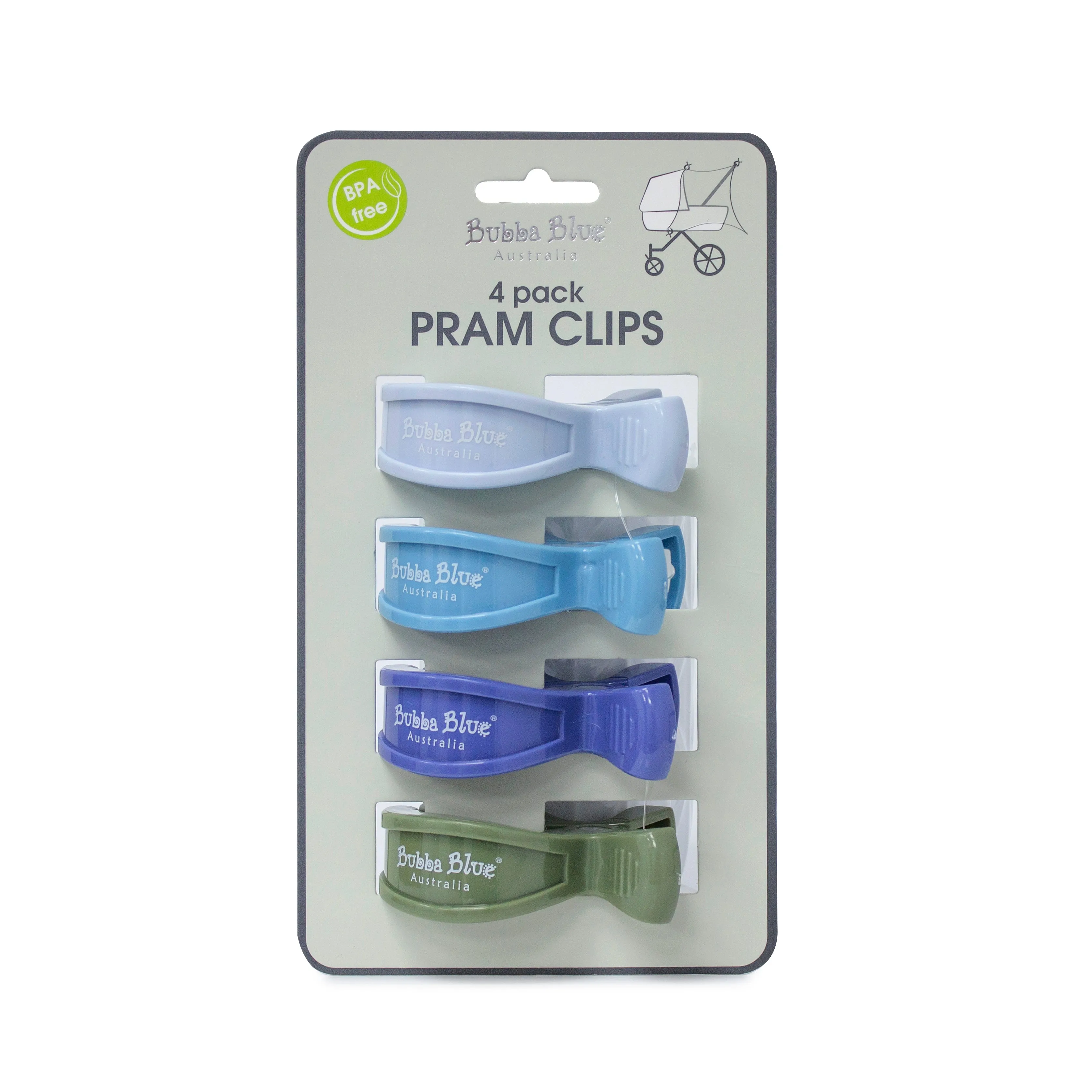 4pk Pram Clips Boy Pack - Dusty Blue/Teal/Navy/Pesto