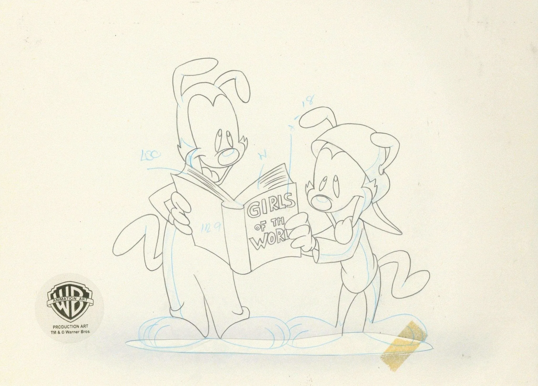 Animaniacs Original Production Drawing:  Yakko and Wakko