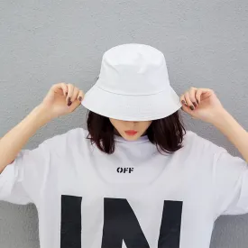 Black White Solid Bucket Hat Unisex Bob Caps Hip Hop Gorros Men women Summer Panama Cap Beach Sun Fishing boonie Hat