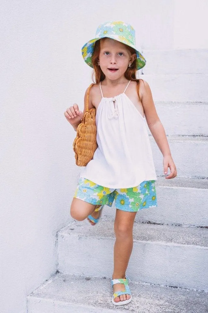 Bobbie Hat in Blue Flower Power