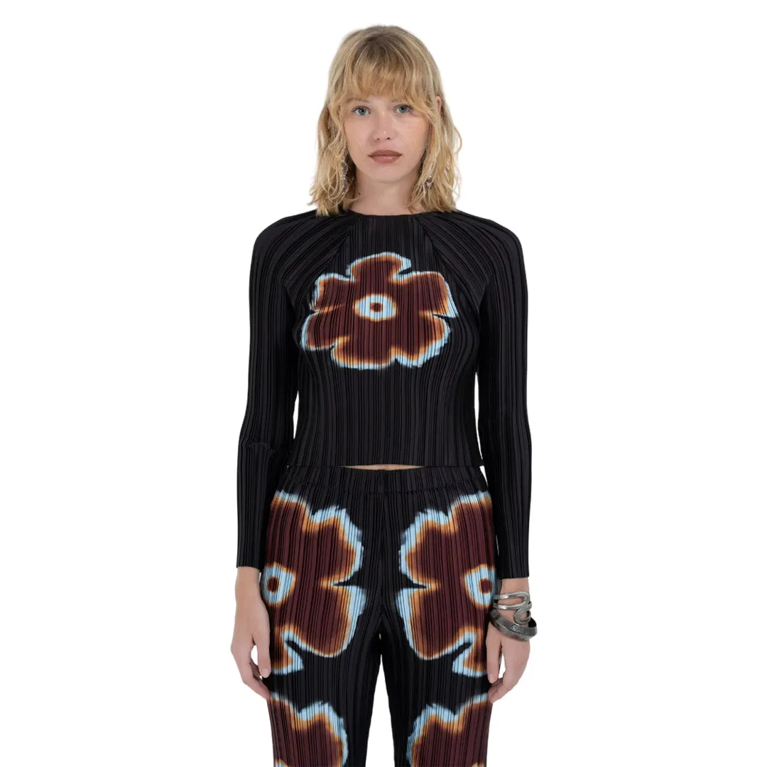 BOX PLEAT RAGLAN TOP BURNING FLOWER