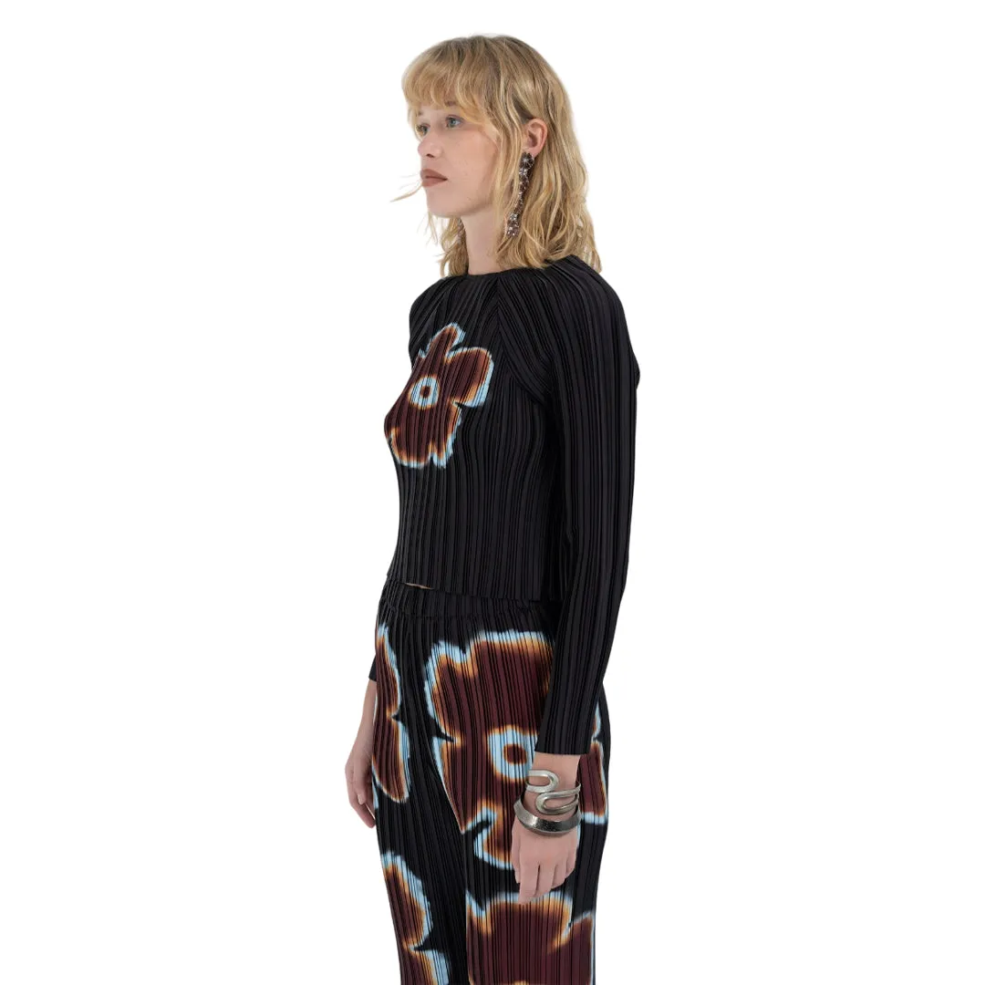 BOX PLEAT RAGLAN TOP BURNING FLOWER