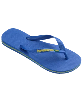 Boys Brasil Logo Neon Flip Flops in Star Blue