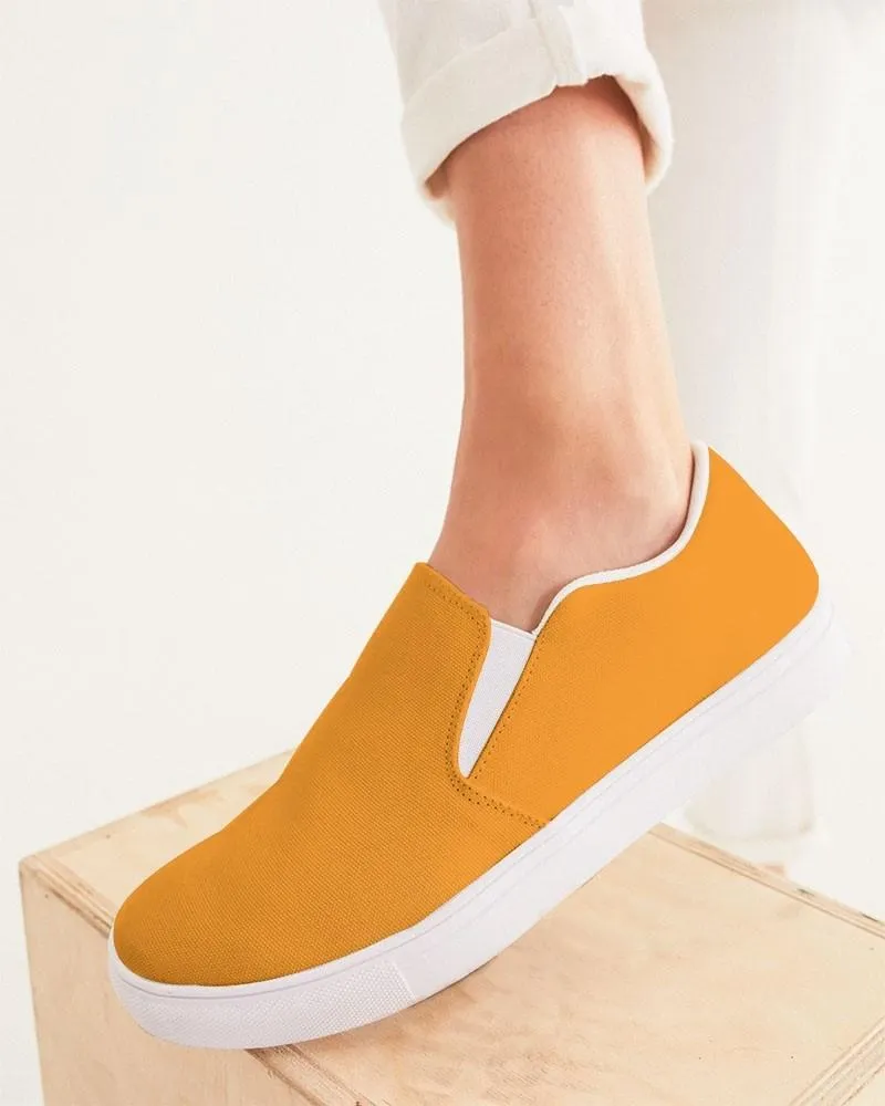 Bright Orange Slip-On Canvas Sneakers | Women's | Bright Pure Orange | C0M50Y100K0