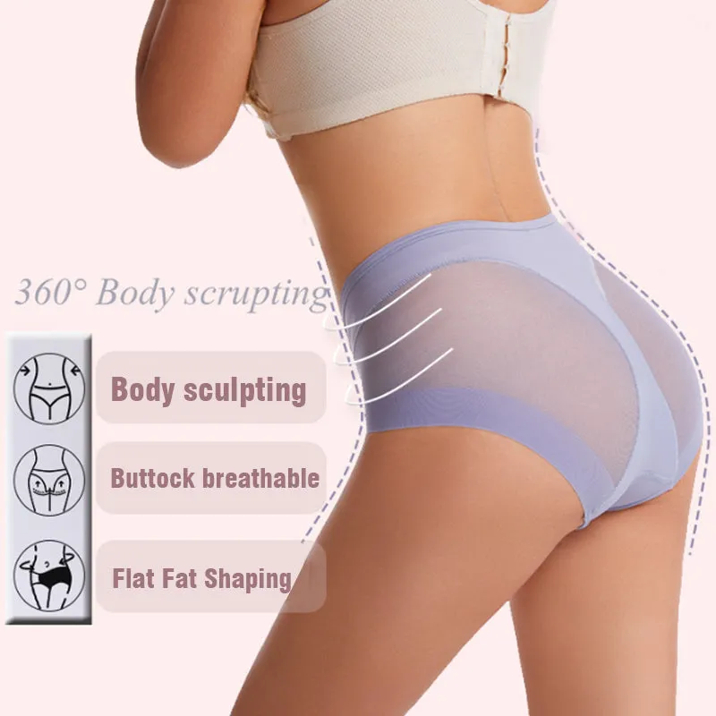 Buy 3 get 1 free (4 pieces)High Waist Ice Silk Seamless Shaping Briefs