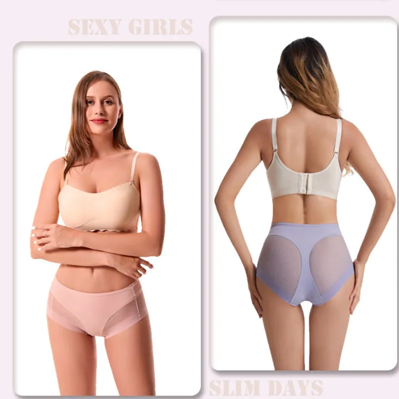 Buy 3 get 1 free (4 pieces)High Waist Ice Silk Seamless Shaping Briefs