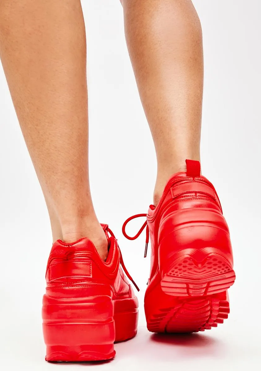 Cherry Rec League Platform Sneakers