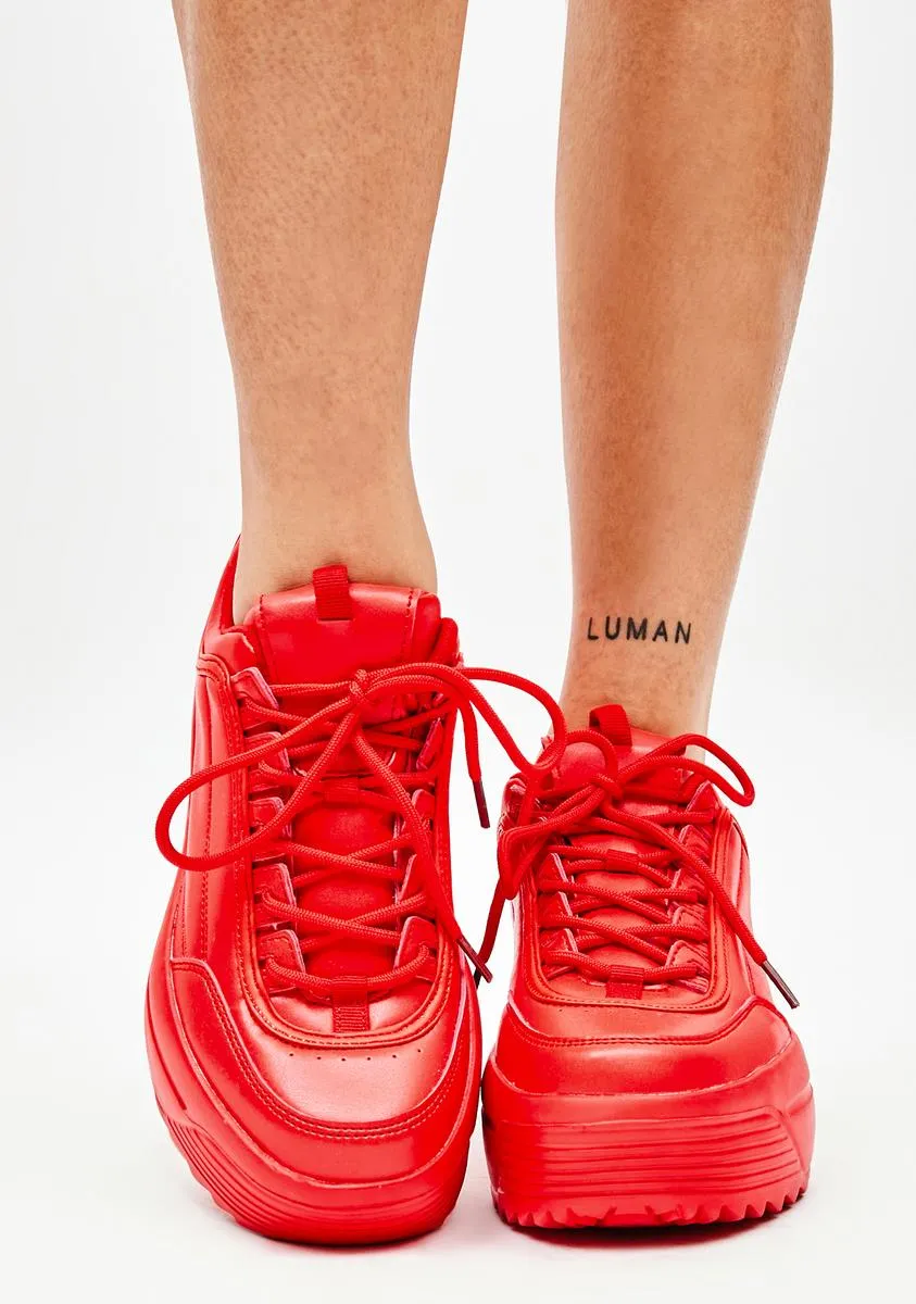 Cherry Rec League Platform Sneakers