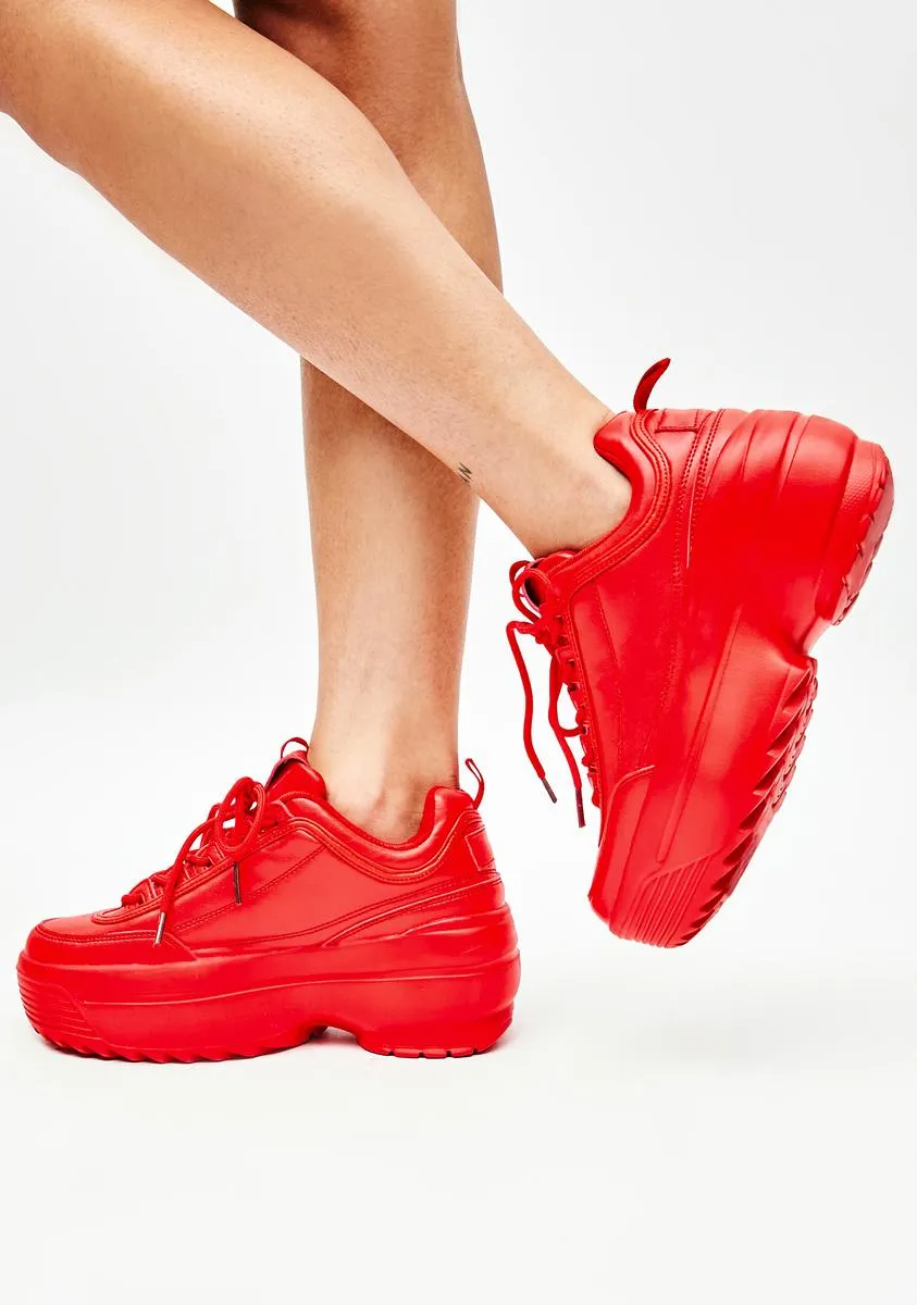 Cherry Rec League Platform Sneakers
