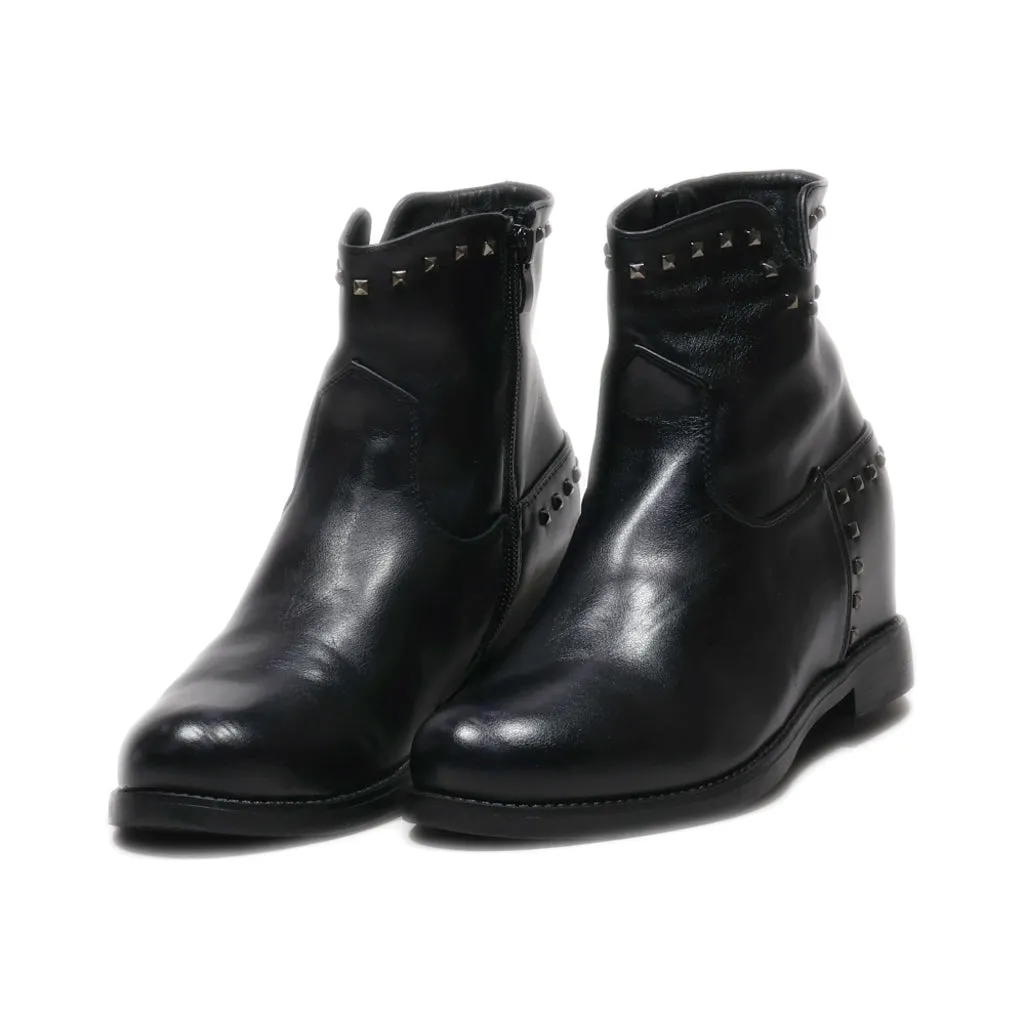 Dame Rose Ankle Boots Leather Black Colour For Women
