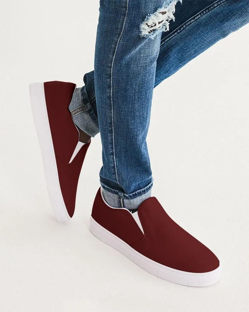 Dark Red Slip-On Canvas Sneakers | Men's | Dark Pure Red | C0M100Y100K80