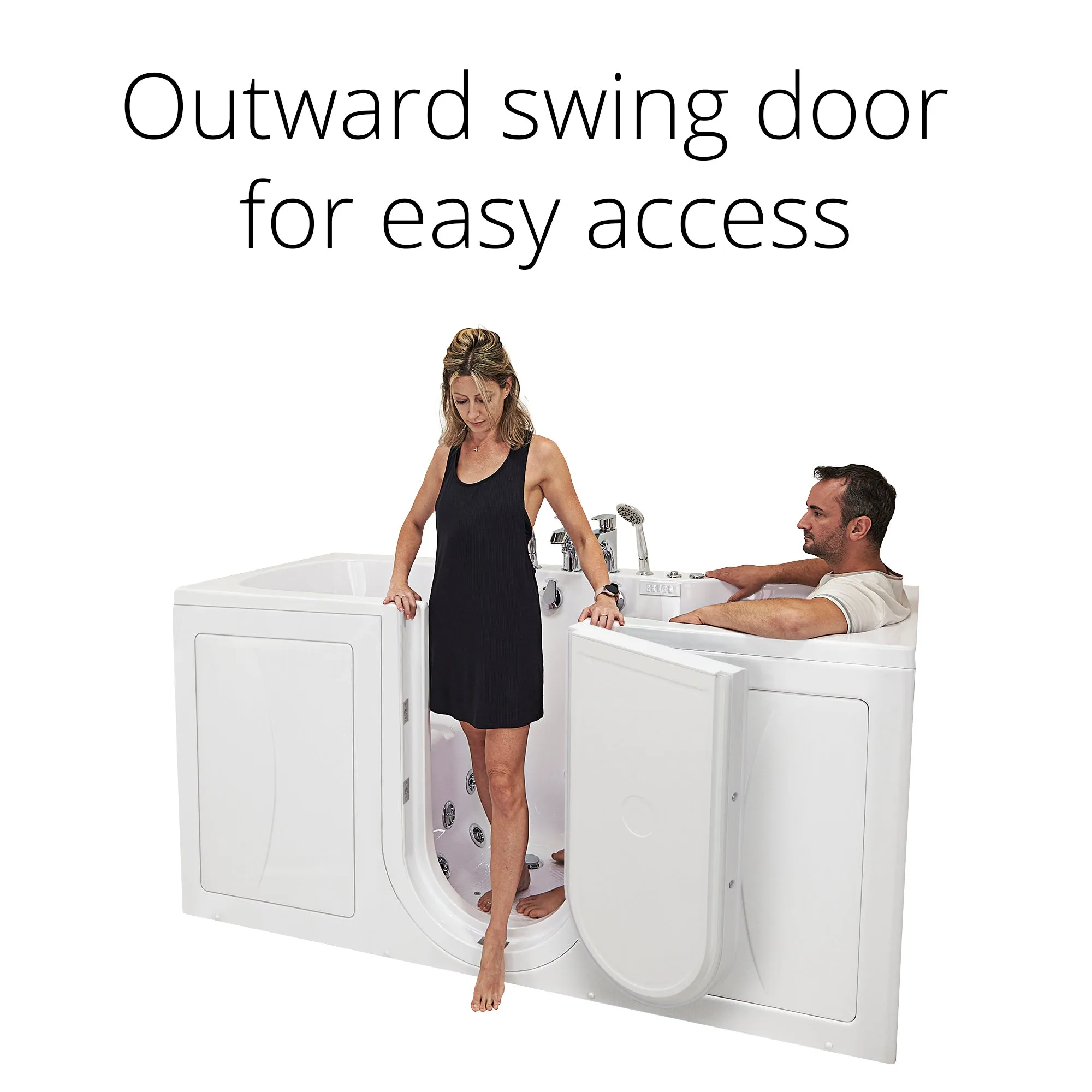 Ella's Bubble Big4Two Seat -Acrylic Outward Swing Door Walk-In Bathtub with Independently Operated Foot Massage (36″W x 80″L)