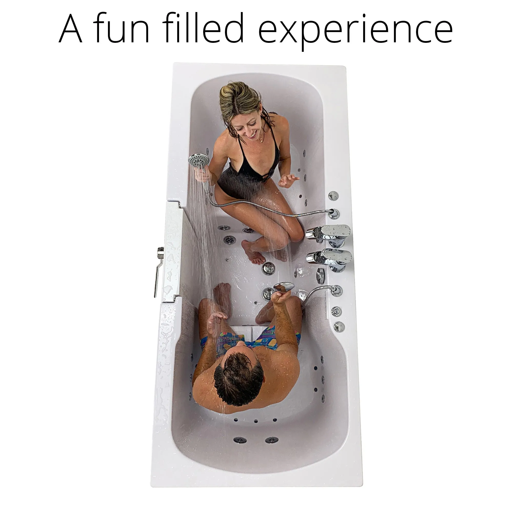 Ella's Bubble Big4Two Seat -Acrylic Outward Swing Door Walk-In Bathtub with Independently Operated Foot Massage (36″W x 80″L)