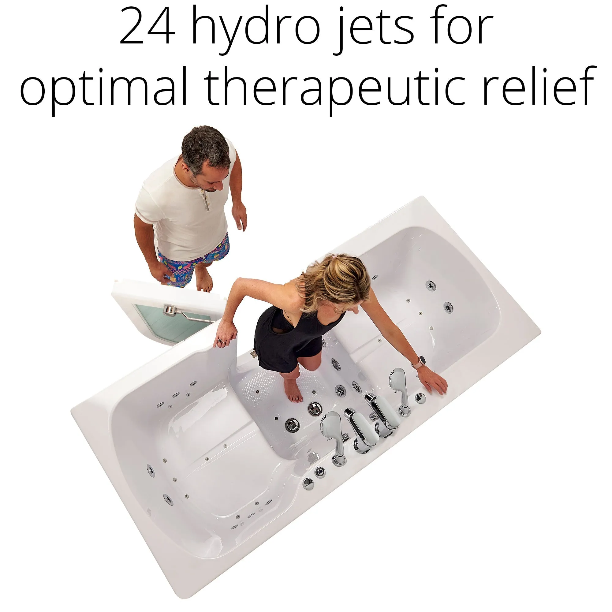 Ella's Bubble Big4Two Seat -Acrylic Outward Swing Door Walk-In Bathtub with Independently Operated Foot Massage (36″W x 80″L)
