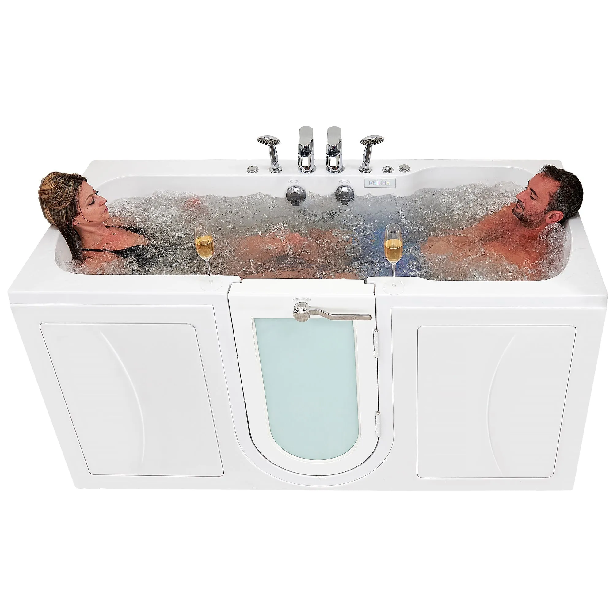 Ella's Bubble Big4Two Seat -Acrylic Outward Swing Door Walk-In Bathtub with Independently Operated Foot Massage (36″W x 80″L)