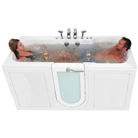 Ella's Bubble Big4Two Seat -Acrylic Outward Swing Door Walk-In Bathtub with Independently Operated Foot Massage (36″W x 80″L)