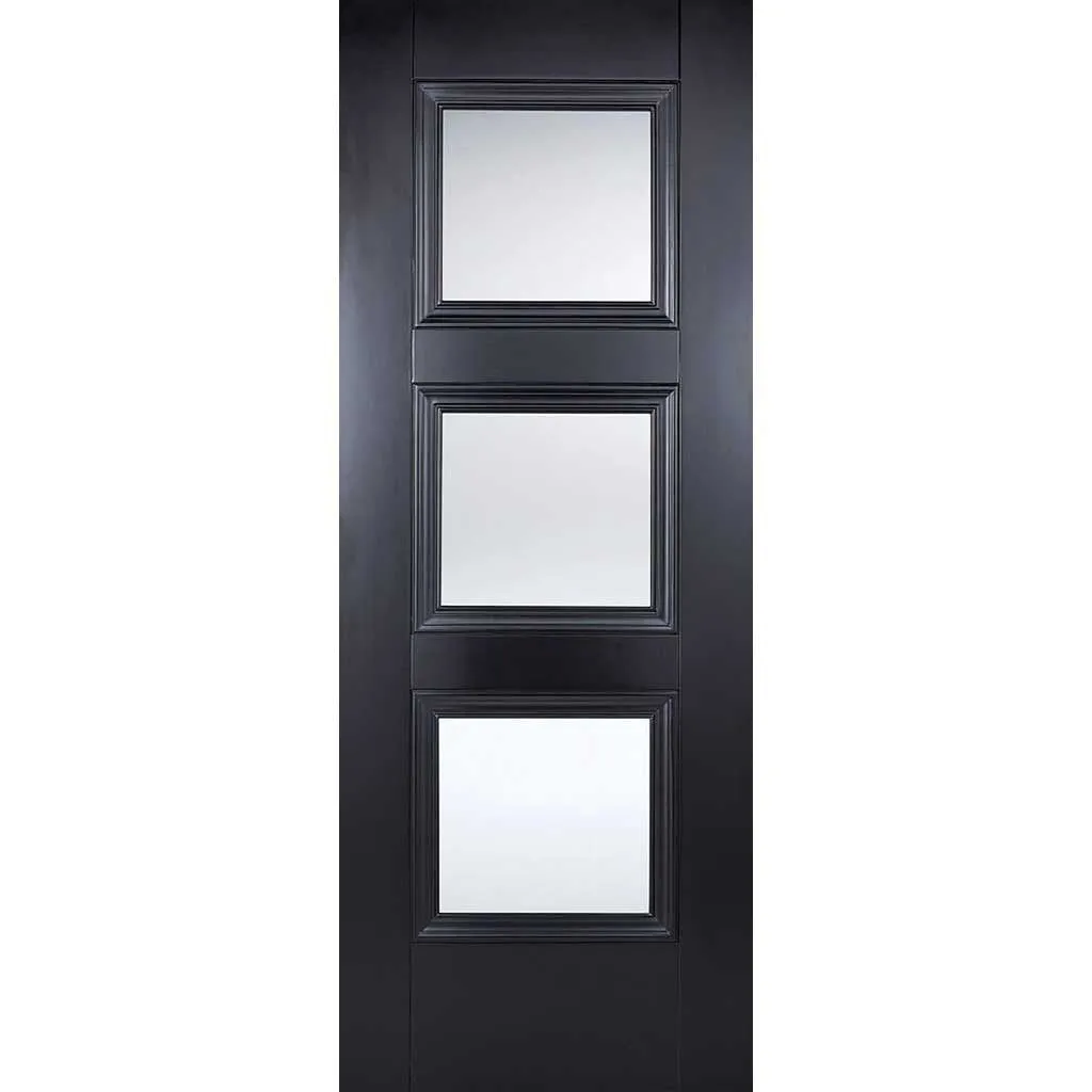 Four Folding Doors & Frame Kit - Amsterdam Black Primed 2 2 - Clear Glass - Unfinished