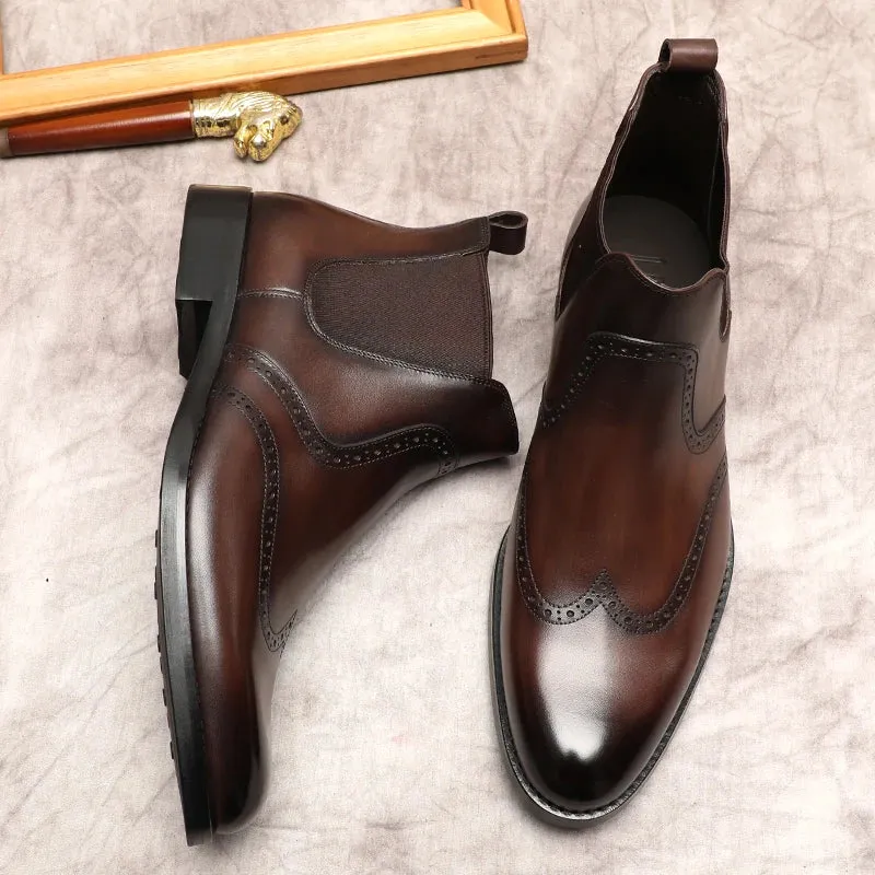 Funki Buys | Boots | Men's Leather Formal Dress Ankle Boots