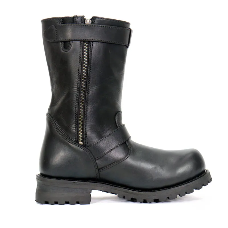 Hot Leathers BTM1018 Mens Black Tall Harness Flag Skull Boot with Round Toe