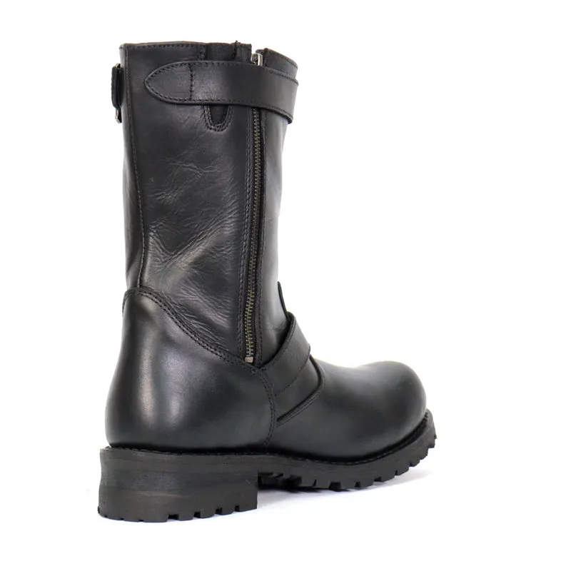 Hot Leathers BTM1018 Mens Black Tall Harness Flag Skull Boot with Round Toe