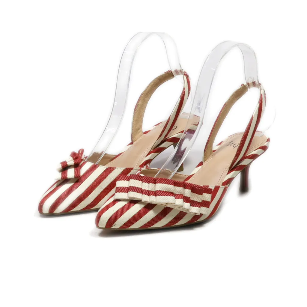 Impo Kitten Heels Fabric Red Colour For Women