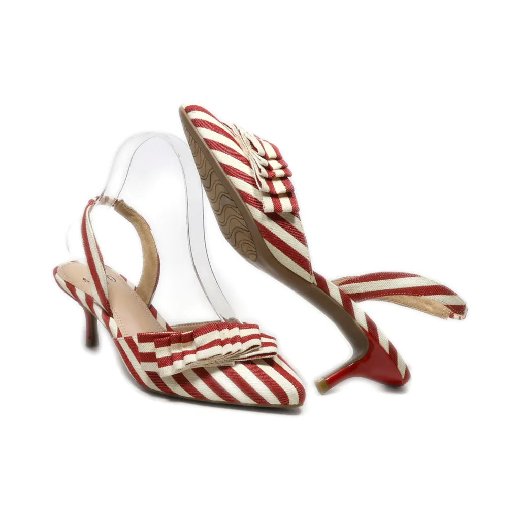 Impo Kitten Heels Fabric Red Colour For Women
