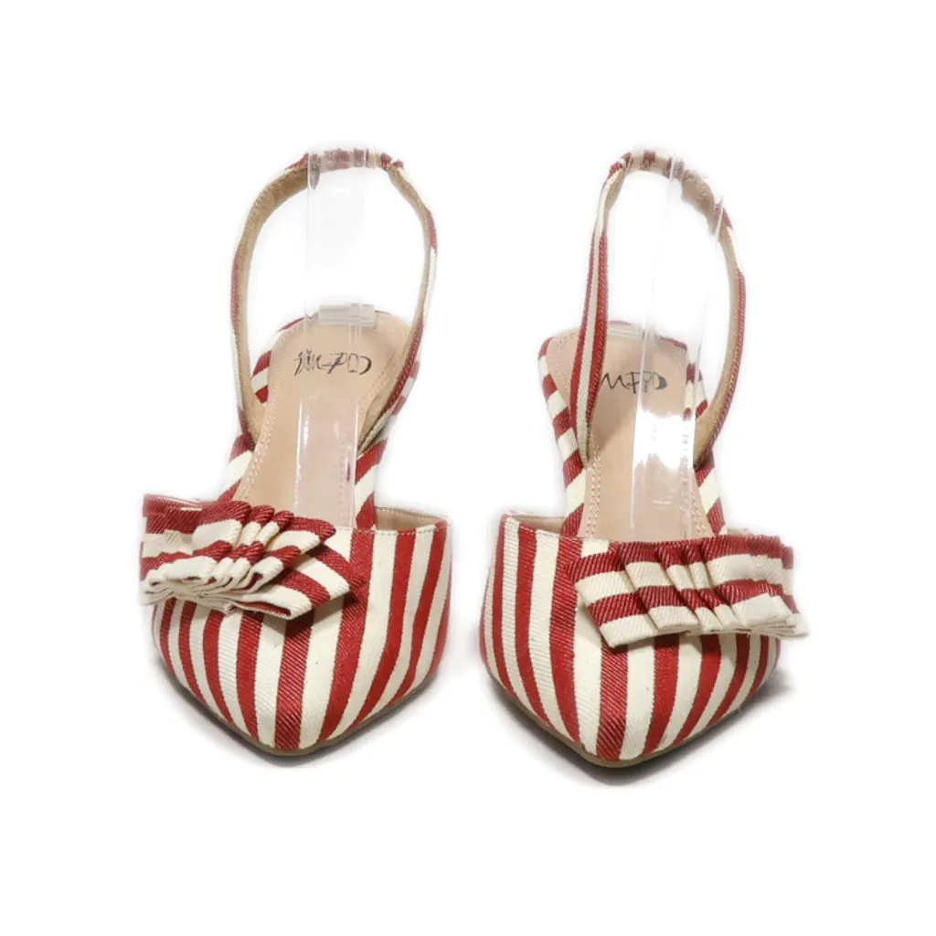 Impo Kitten Heels Fabric Red Colour For Women