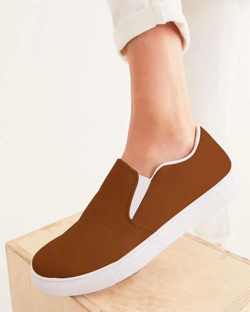 Medium Dark Orange Slip-On Canvas Sneakers | Women's | Medium Dark Pure Orange | C0M75Y100K60