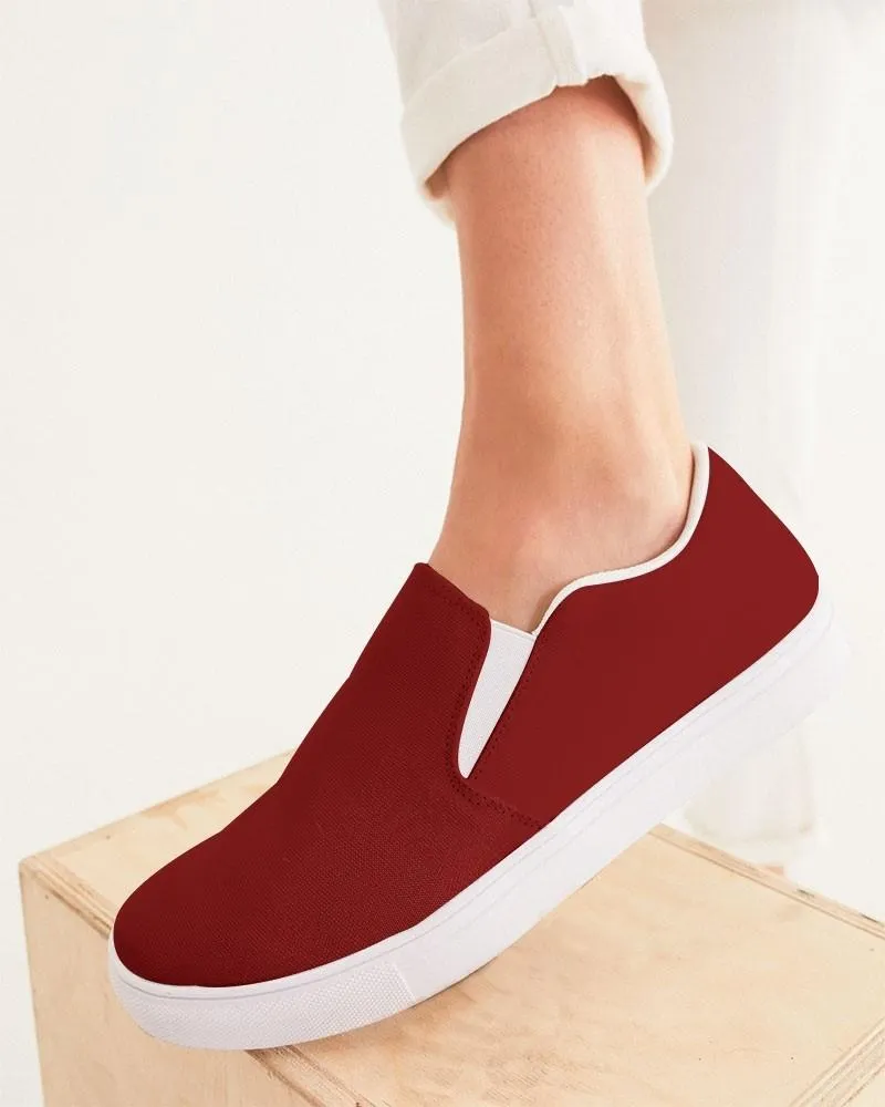 Medium Dark Red Slip-On Canvas Sneakers | Women's | Medium Dark Pure Red | C0M100Y100K60