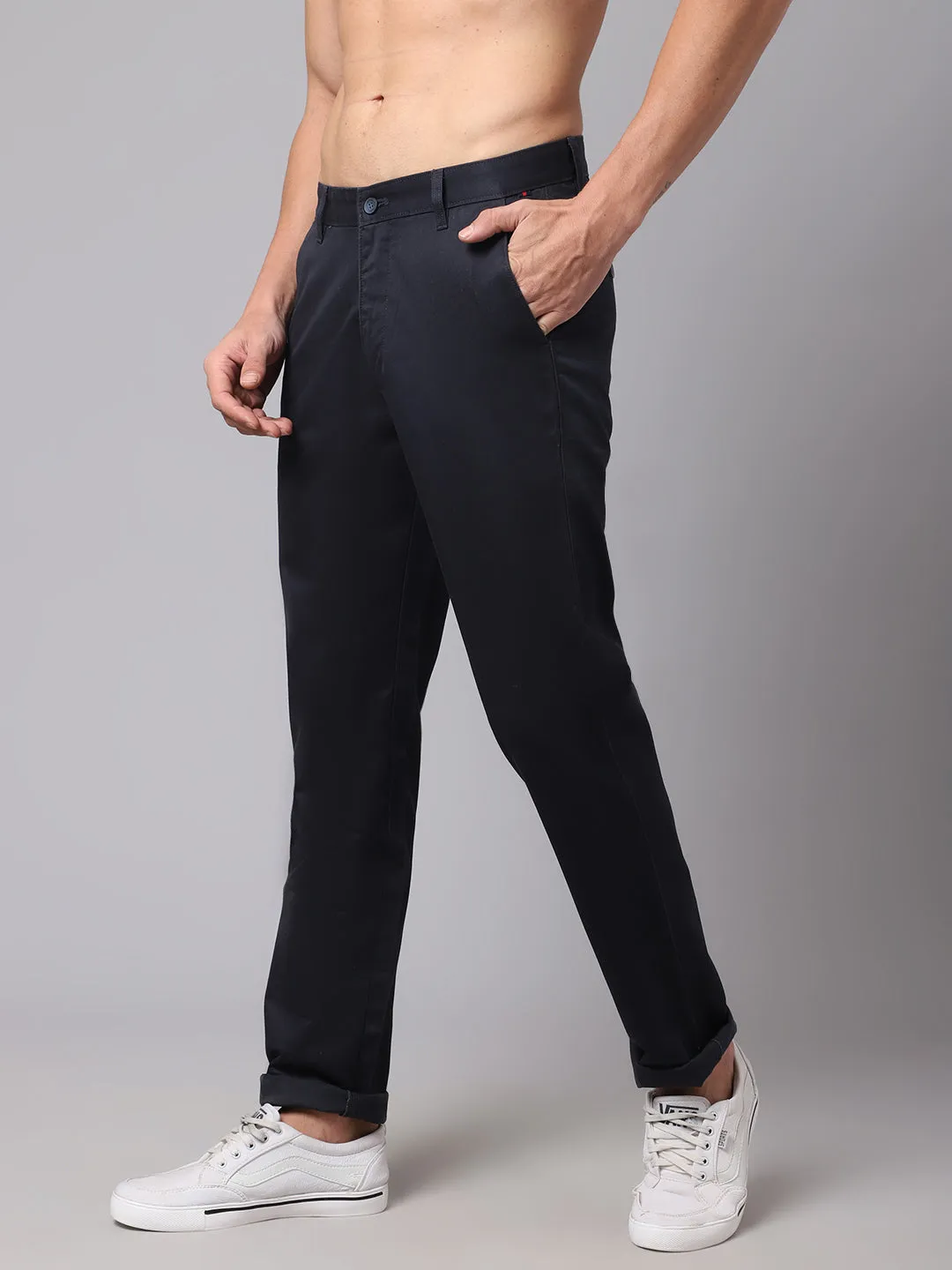 Men Navy Blue Trouser