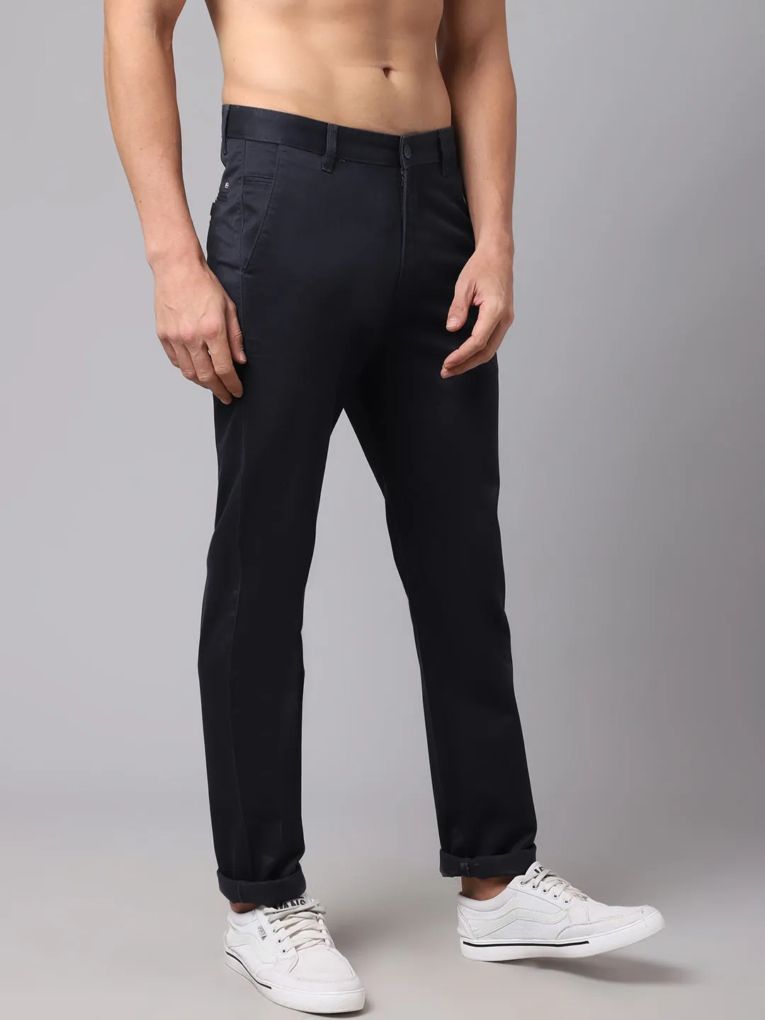 Men Navy Blue Trouser