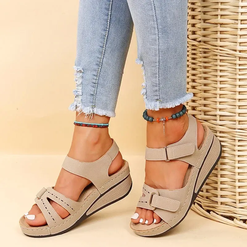 PU Chunky Platform Walking Sandaler fr kvinnor