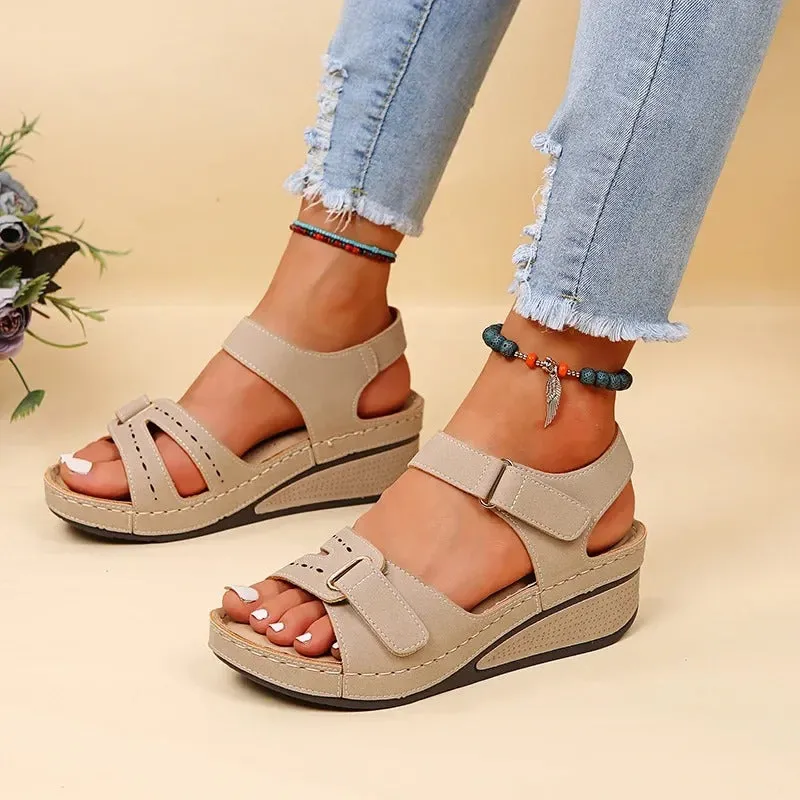 PU Chunky Platform Walking Sandaler fr kvinnor
