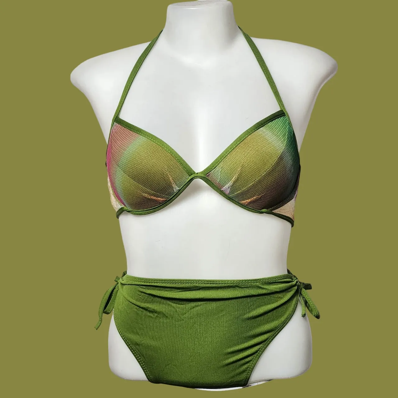 Shezaib Buy 1 Get 1 Free Padded Sexy Plunge Tie Triangle Halter Bikini Set