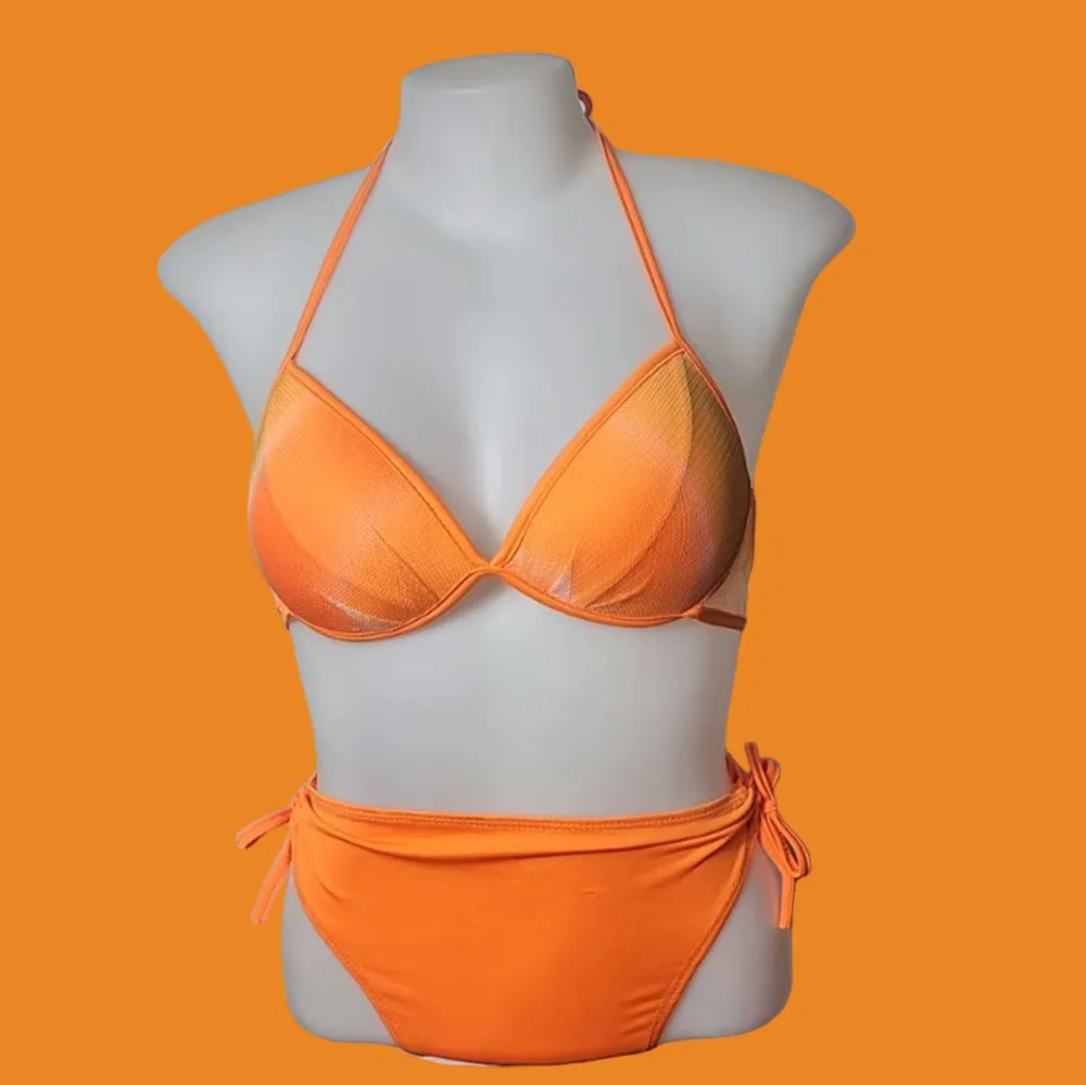 Shezaib Buy 1 Get 1 Free Padded Sexy Plunge Tie Triangle Halter Bikini Set