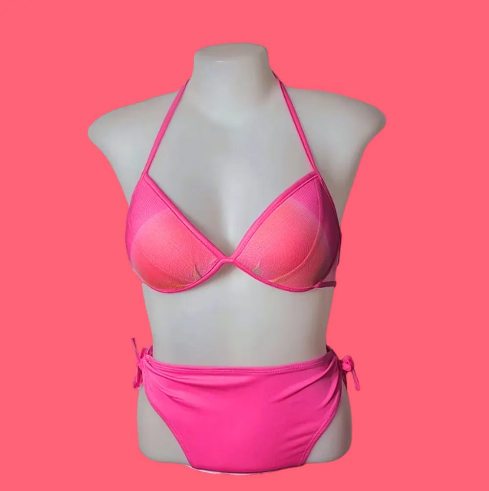 Shezaib Buy 1 Get 1 Free Padded Sexy Plunge Tie Triangle Halter Bikini Set