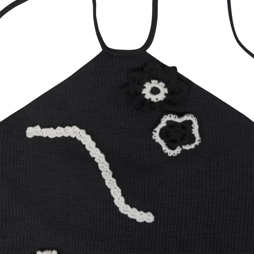 'Sophie' Halter-Neck Top Black