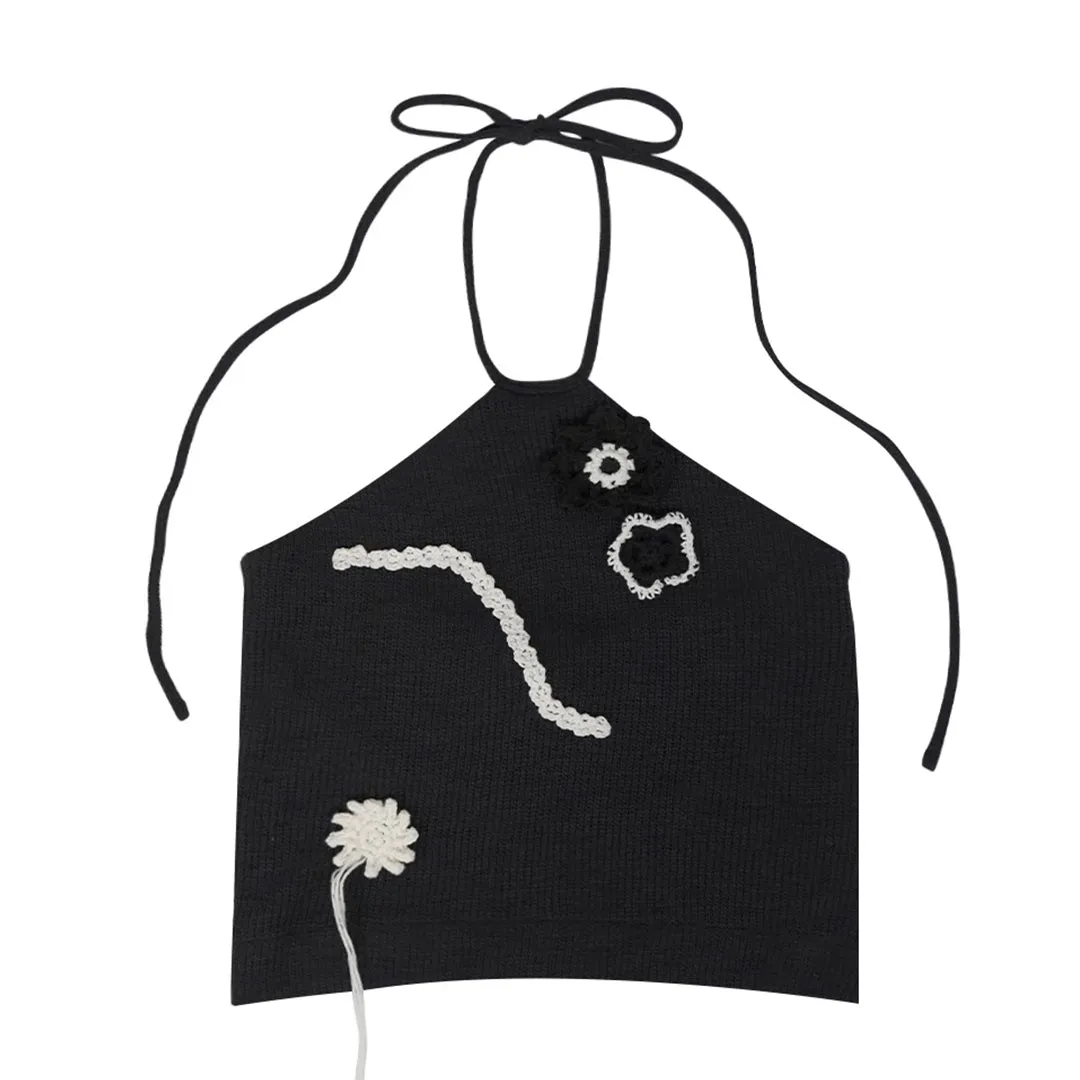 'Sophie' Halter-Neck Top Black