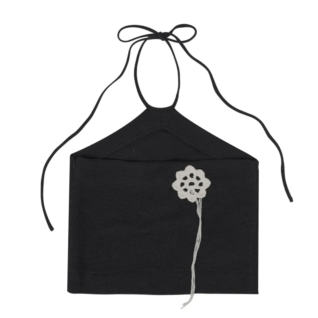 'Sophie' Halter-Neck Top Black