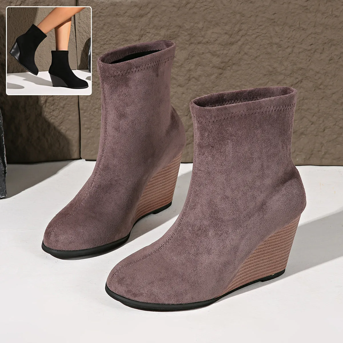 Thick-soled Wedge Boots
