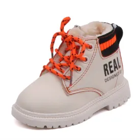 Unisex Warm Children Short Boots Stylish Letters Pattern Printed Boys Ankle Boots