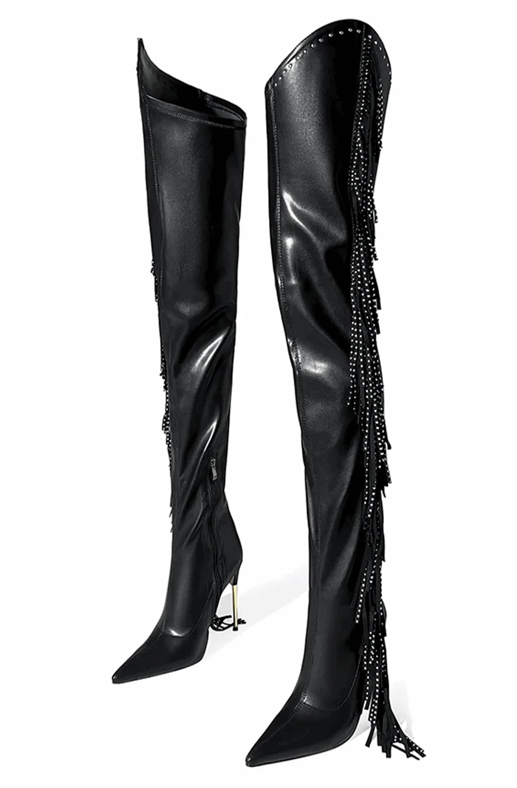 Western over the knee boots with fringes