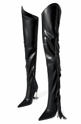 Western over the knee boots with fringes